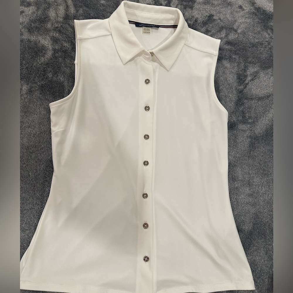 TOMMY HILFIGER , Sleeveless White Button-Up Top, UNUSED